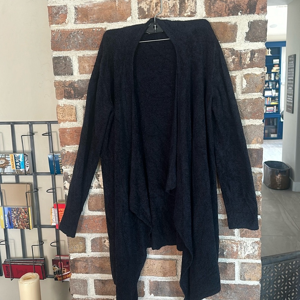 185 Barefoot dreams waterfall open front cardigan bamboo chic lite black sz M L